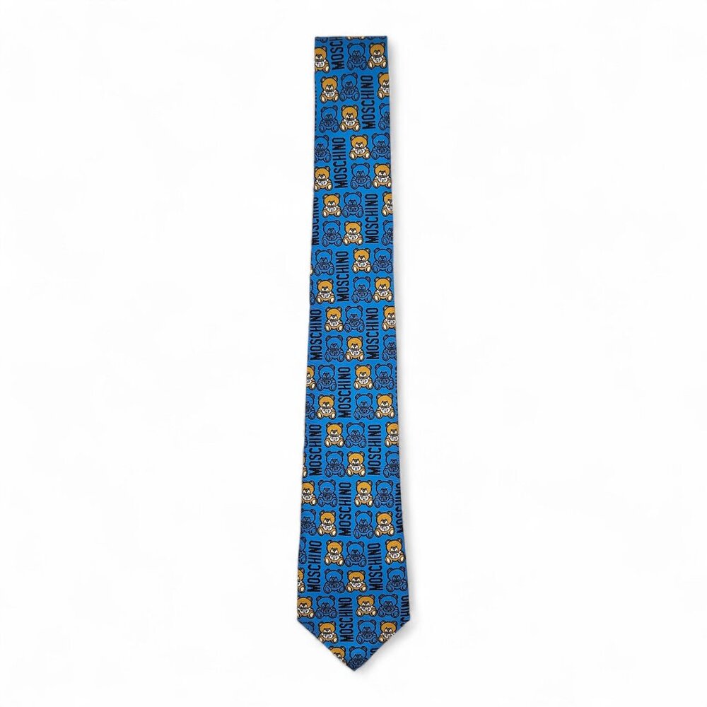 Allover Teddy Bear And Logo Tie